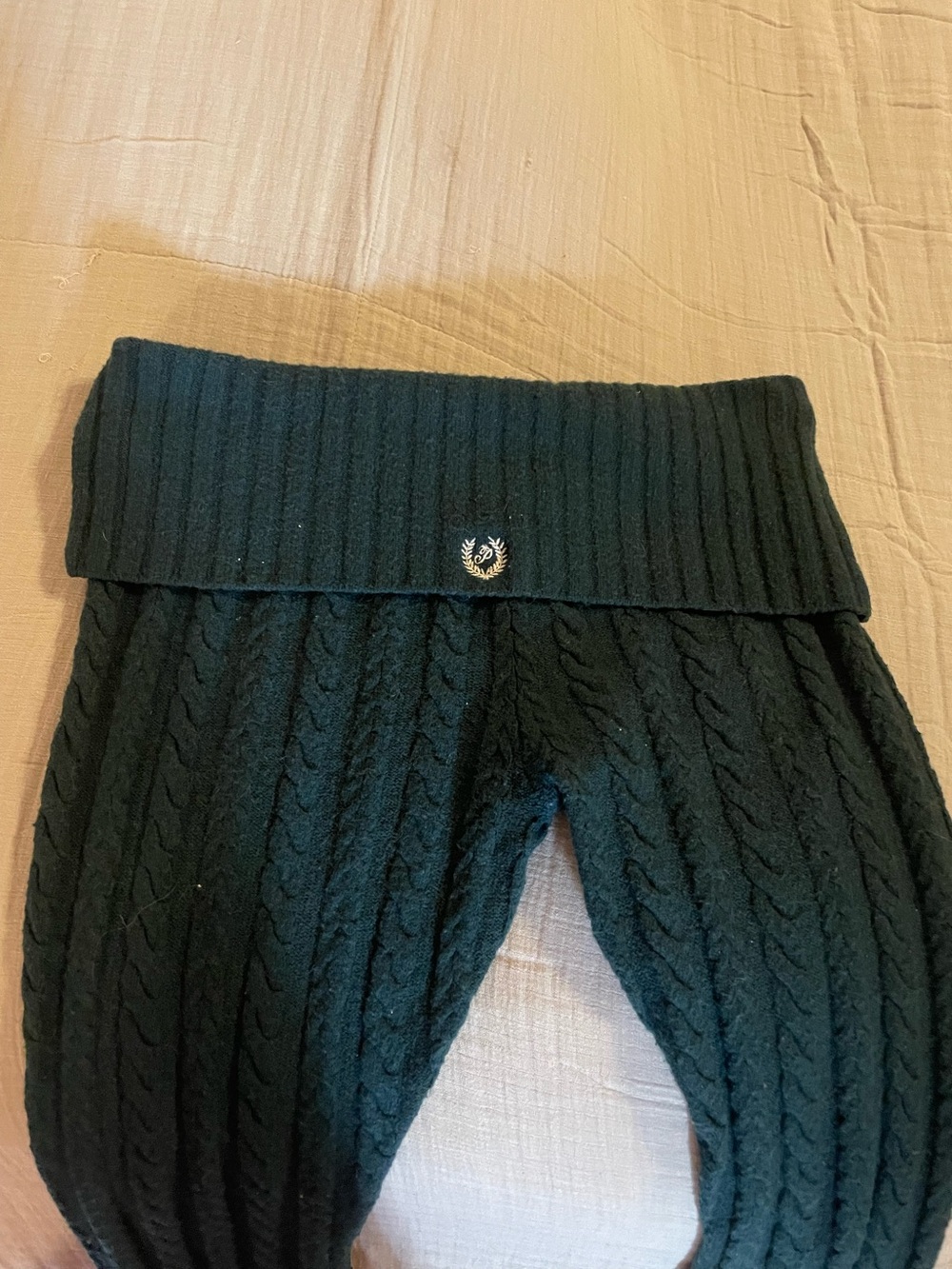Victoria’s Secret fold over sweater, leggings and emerald green.